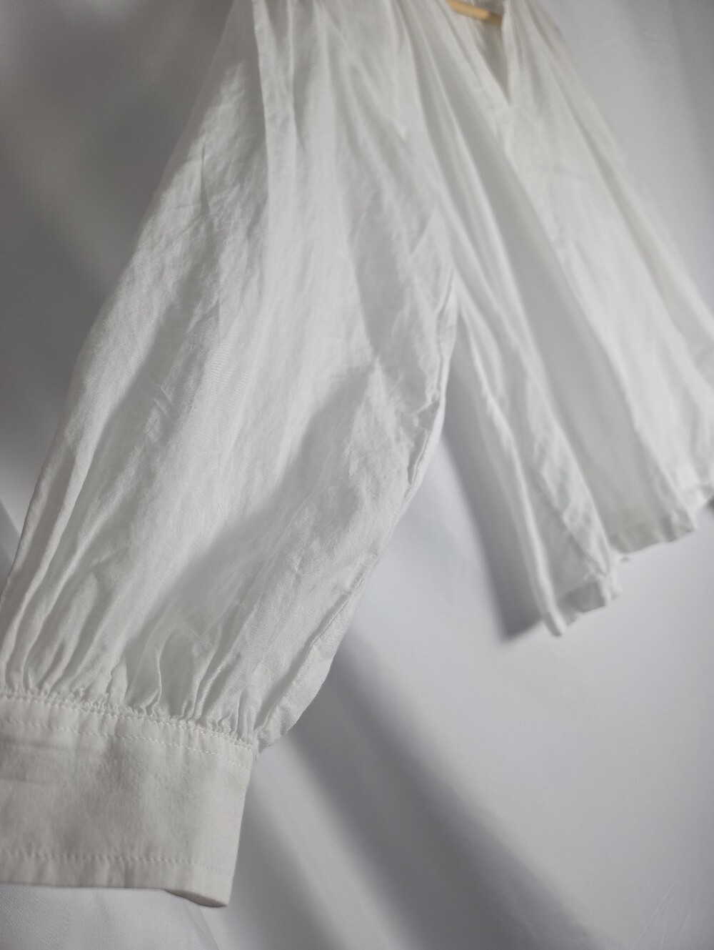 Madewell Shirred Long Sleeve Lightweight Flowy Blouse Cotton Blend wlwhite - Picture 4 of 16